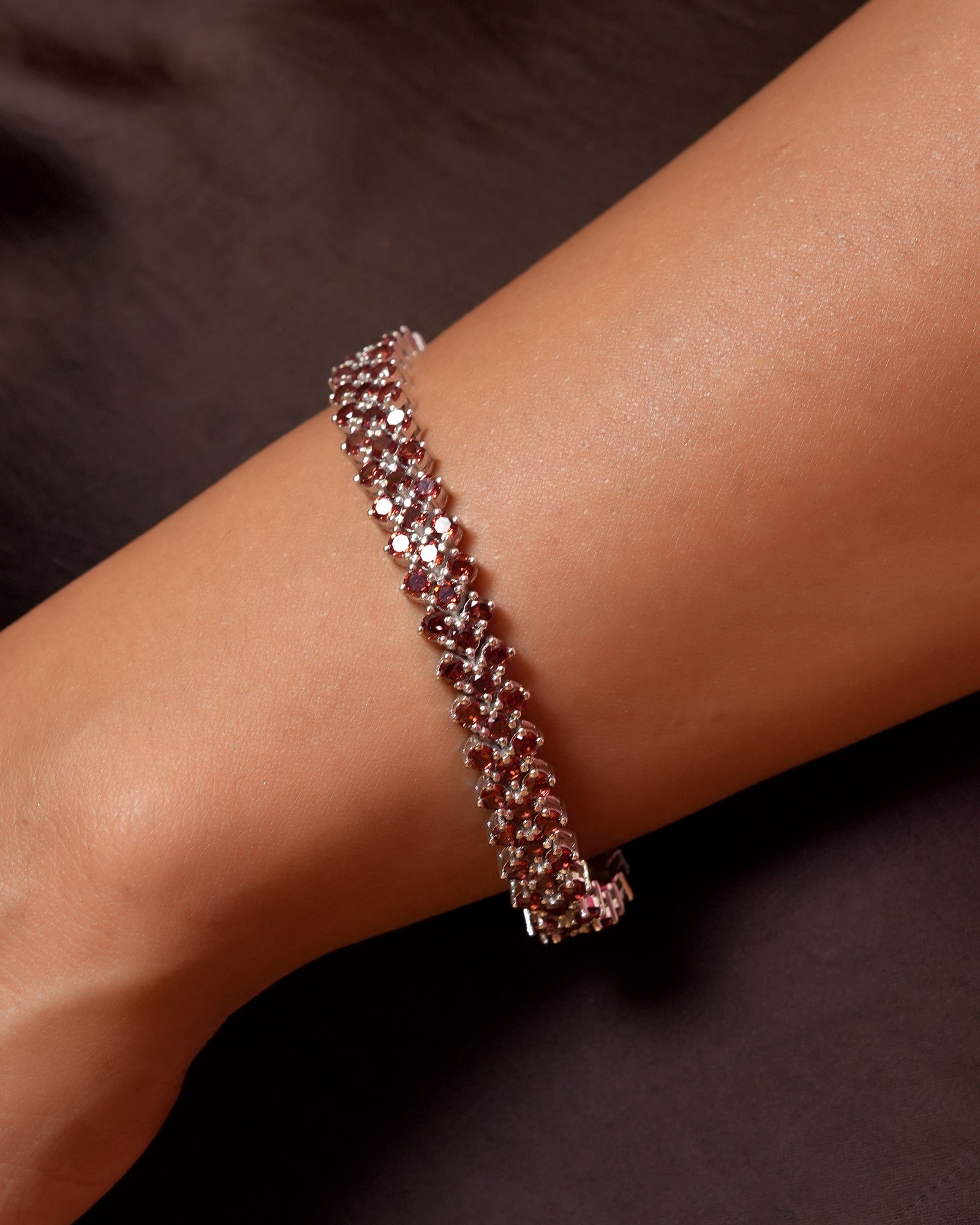 Amara Garnet Sterling Silver Bracelet
